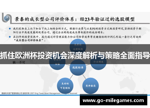 抓住欧洲杯投资机会深度解析与策略全面指导